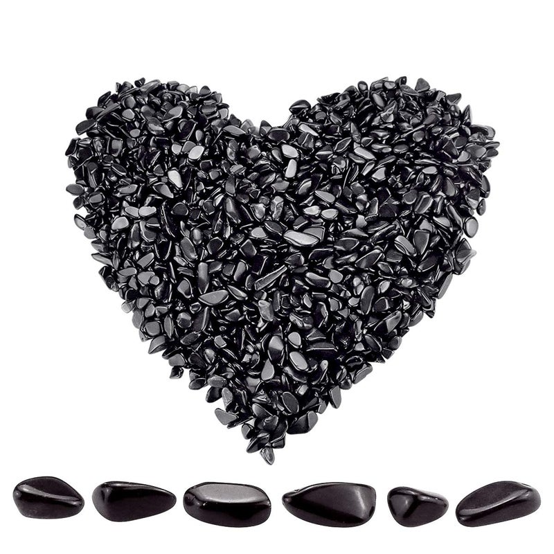 Twdrer 2lb/950g Small Natural Black Obsidian Tumbled Chips Crushed Stone Irregular Shaped Quartz Rock Healing Reiki Crystal Gemstone for Jewelry Making Garden Aquarium Vase Plant Decoration(Black) - Image 1